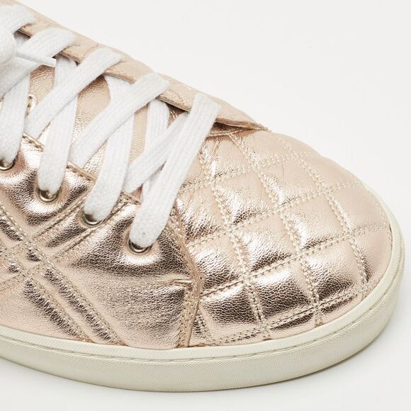 Burberry Metallic Pink Quilted Leather Westford Low Top Sneakers Size 40 - Picture 7 of 7